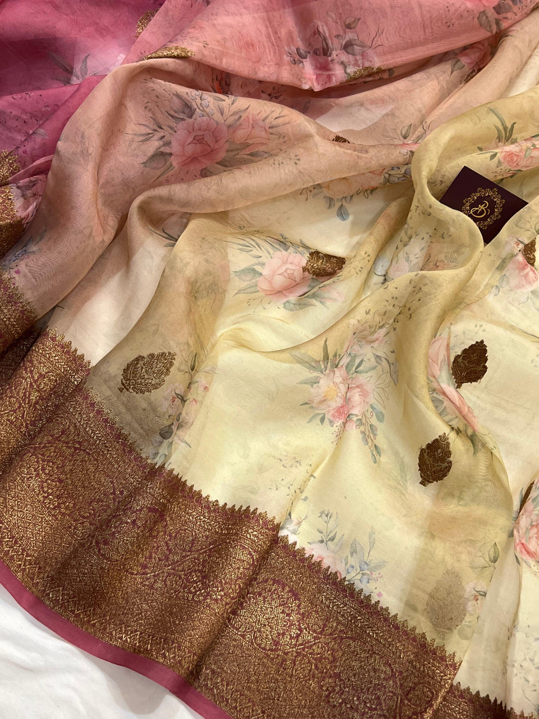 Cream Shaded Banarasi Handloom Kora Silk Saree - Aura Benaras