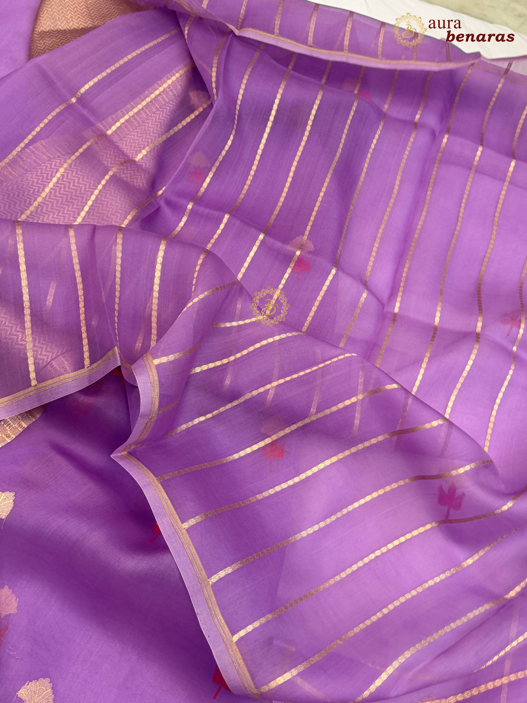 Lavender Silk Banarasi Saree with Kadhwa Zari & Meenakari
