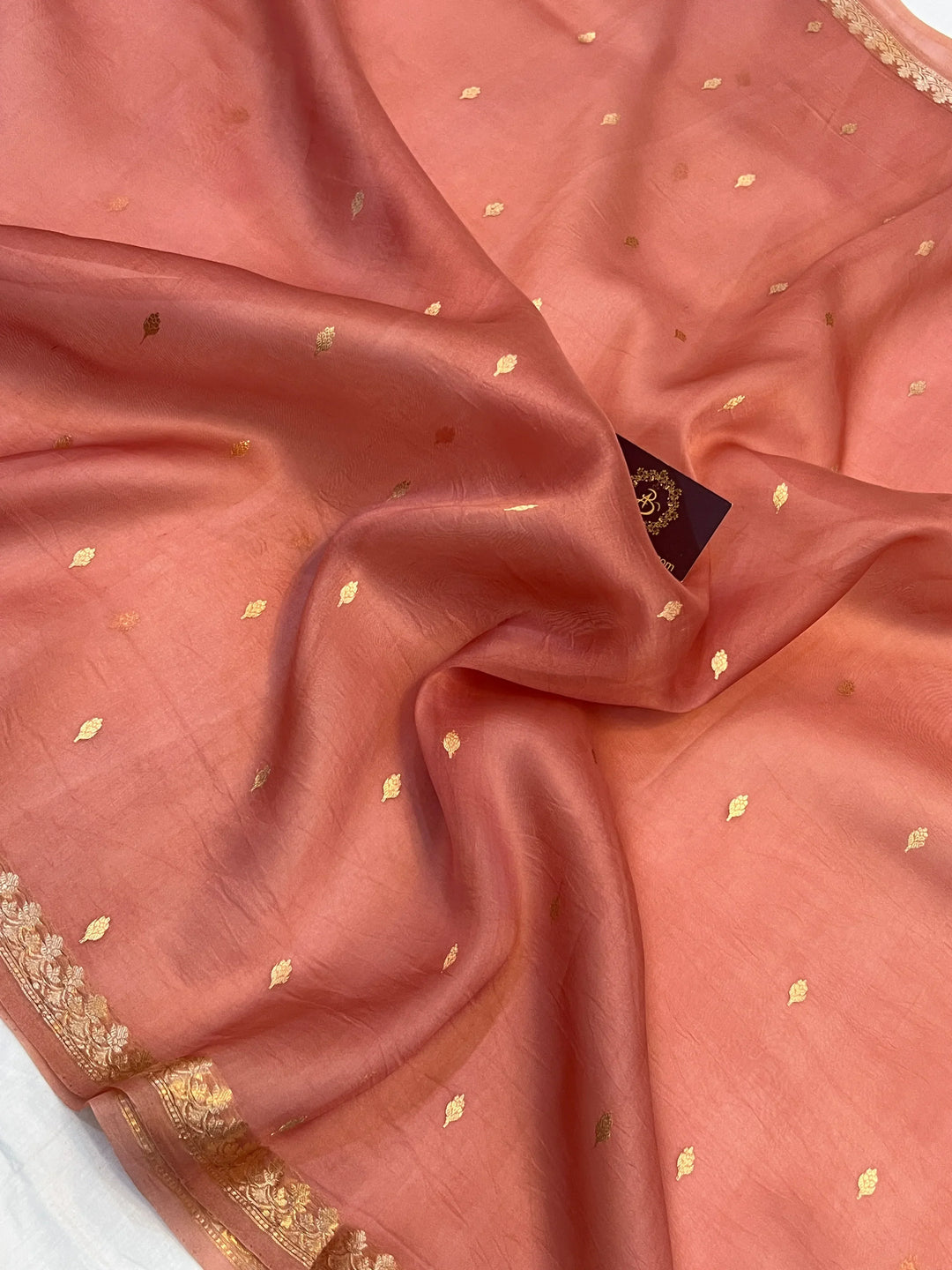 Rose Pink Kora Silk Handloom Banarasi Saree | Kadhwa Butis 