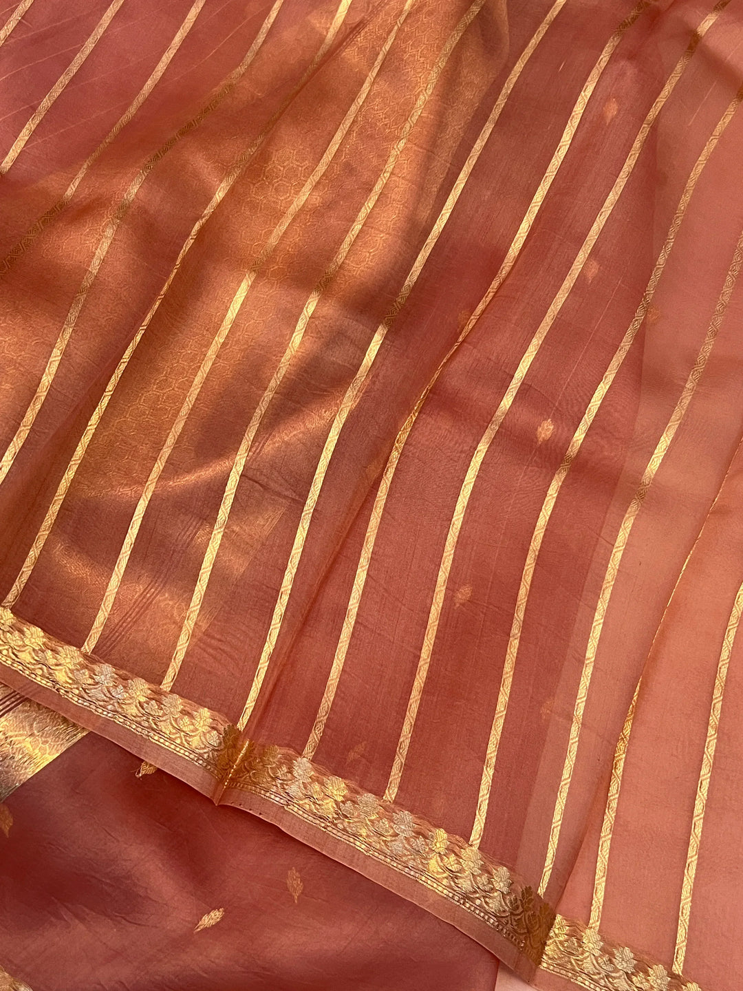 Rose Pink Kora Silk Handloom Banarasi Saree | Kadhwa Butis 