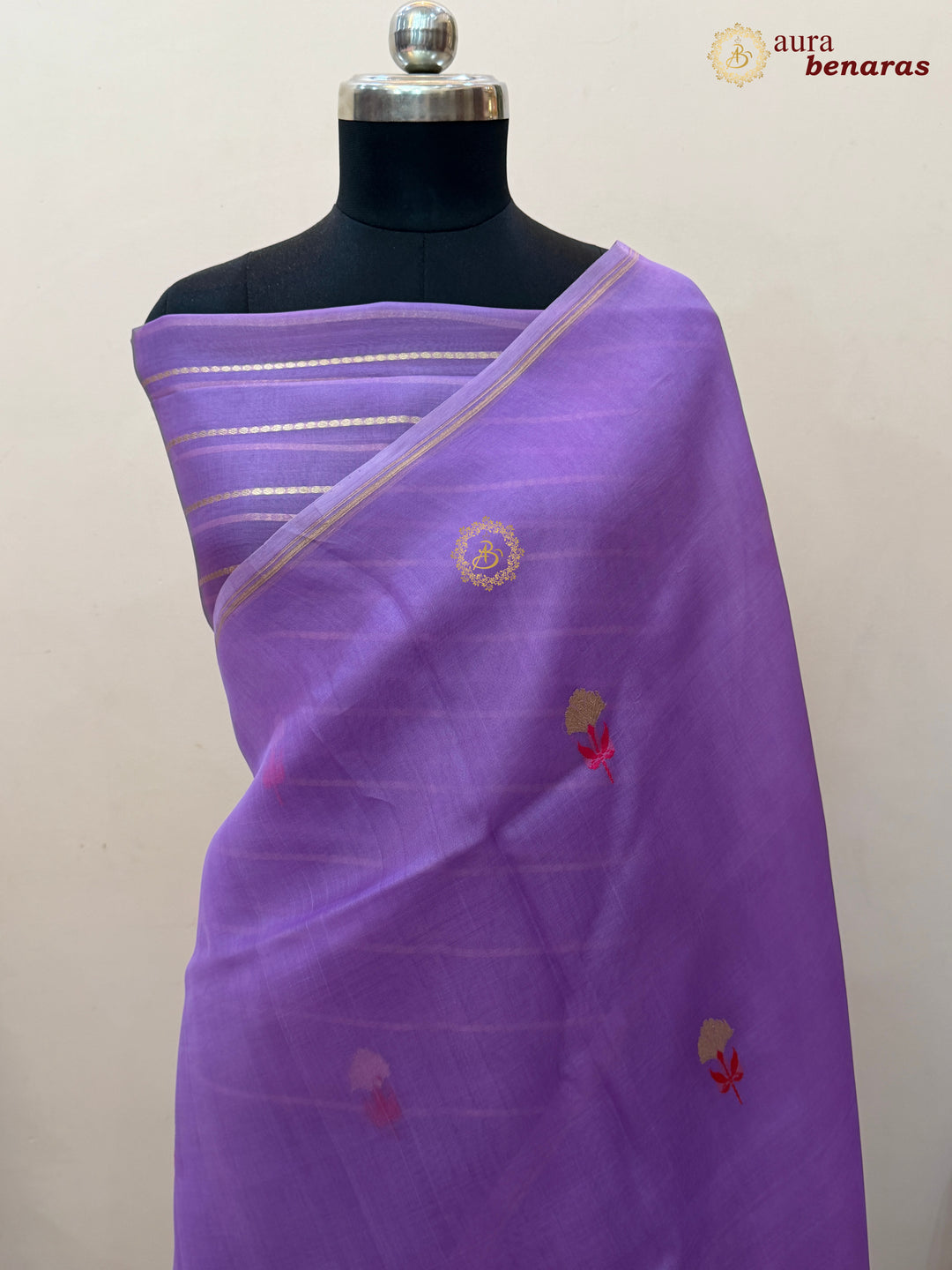 Lavender Silk Banarasi Saree with Kadhwa Zari & Meenakari