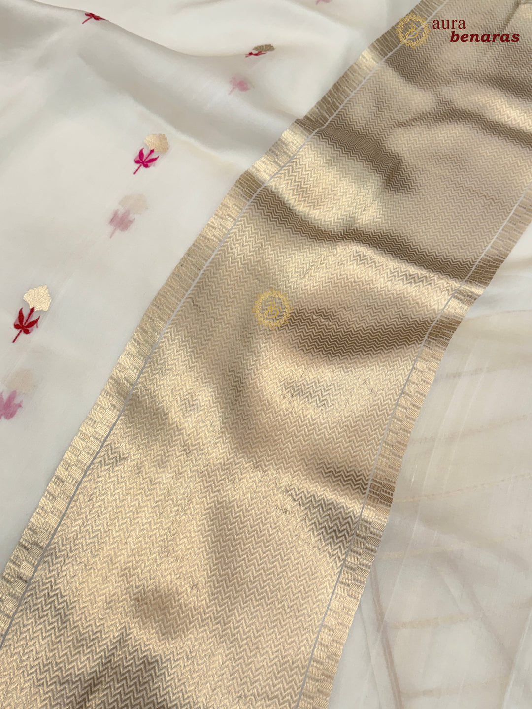 Cream Silk Banarasi Saree with Kadhwa Zari & Meenakari