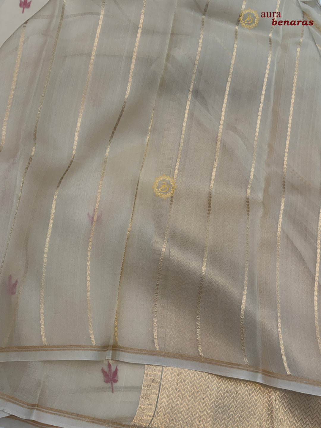 Cream Silk Banarasi Saree with Kadhwa Zari & Meenakari