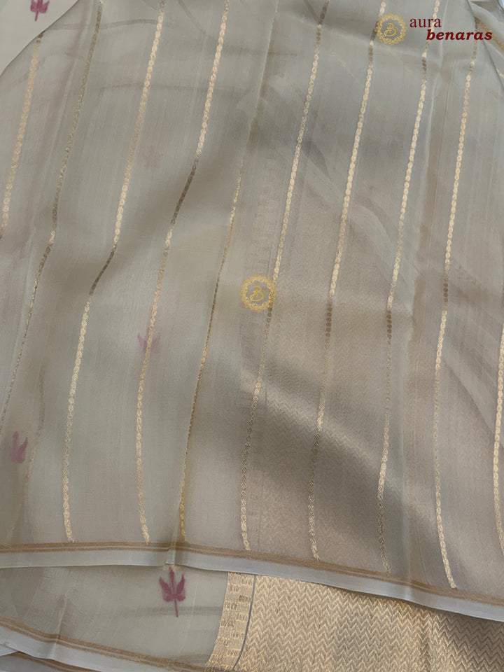 Cream Silk Banarasi Saree with Kadhwa Zari & Meenakari