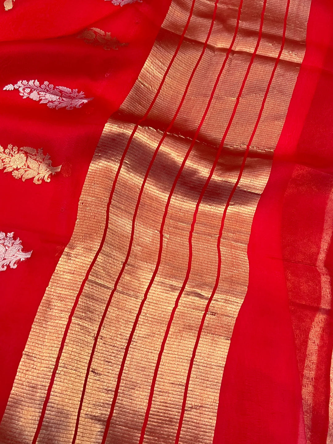 Red Pure Kora Silk Handloom Banarasi Saree