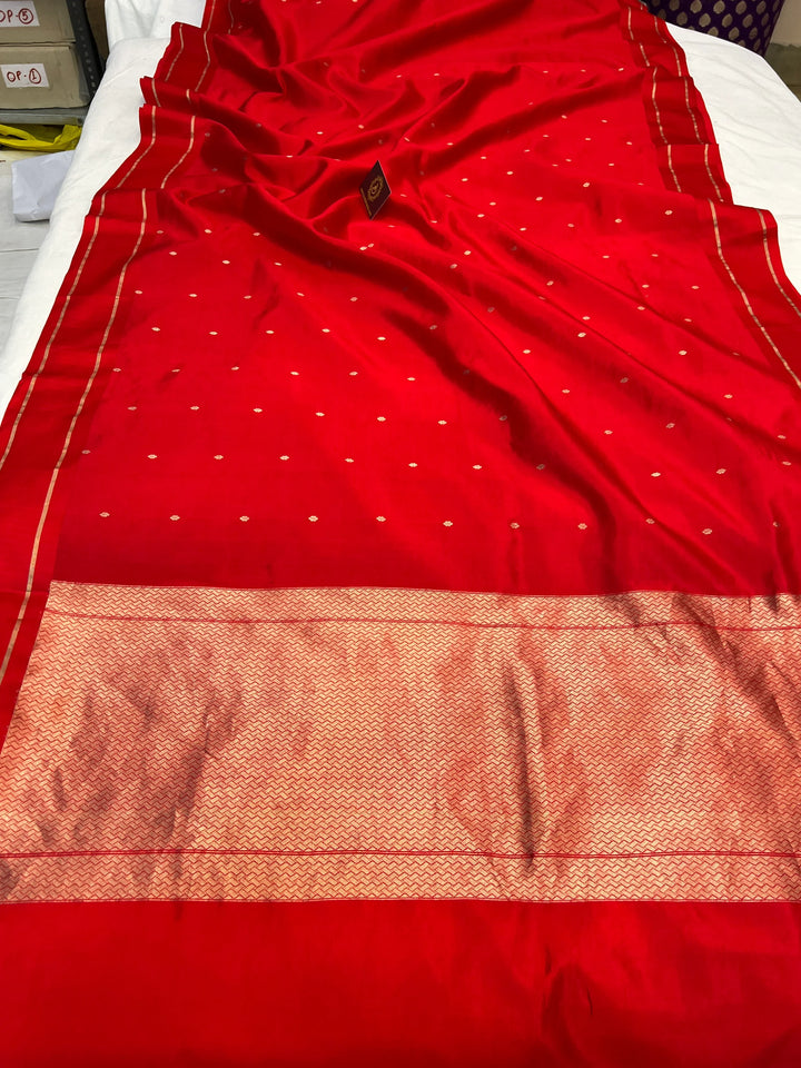 Red Pure Banarasi Handloom Silk Saree