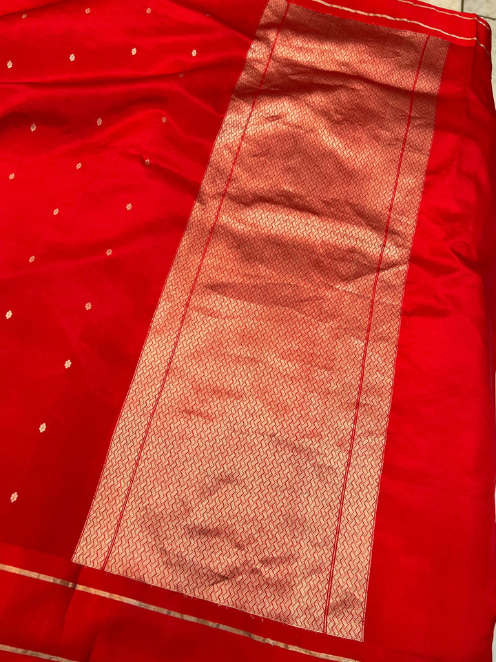 Red Pure Banarasi Handloom Silk Saree