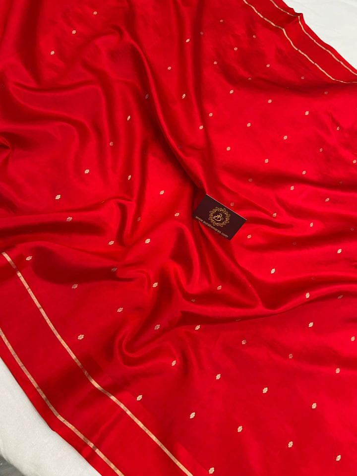Red Pure Banarasi Handloom Silk Saree