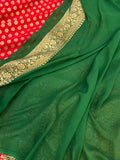 Red Pure Banarasi Khaddi Georgette Saree - Aura Benaras