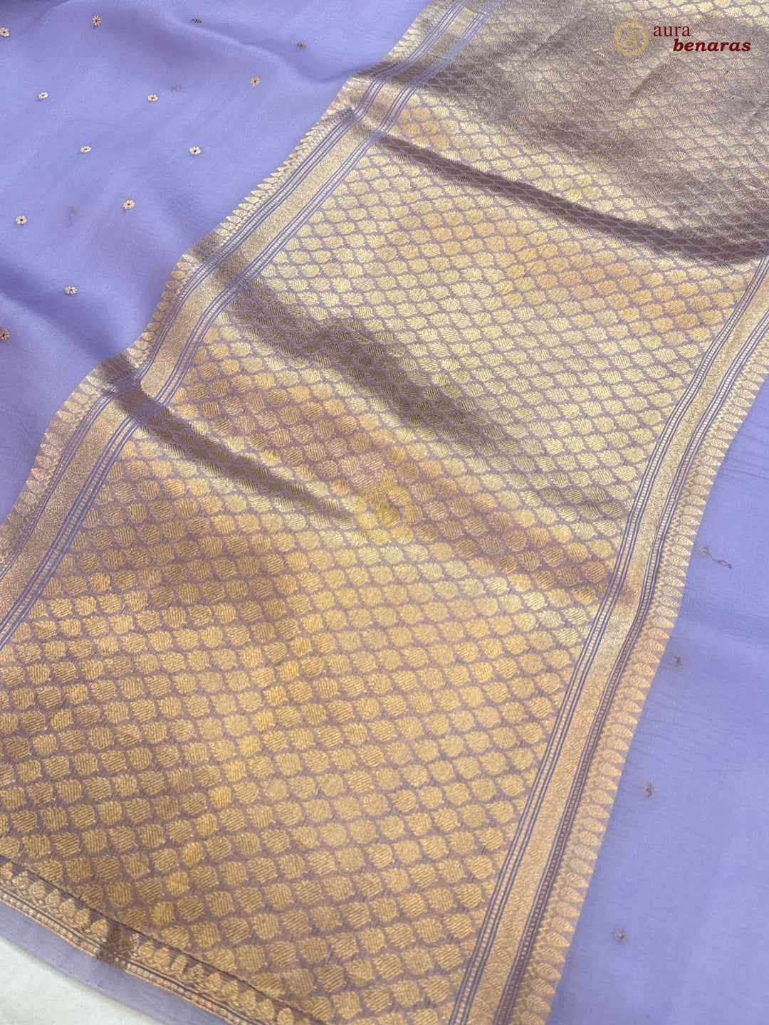 Lavender Kora Silk Banarasi Saree with Zari Butis 