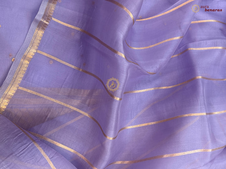 Lavender Kora Silk Banarasi Saree with Zari Butis 