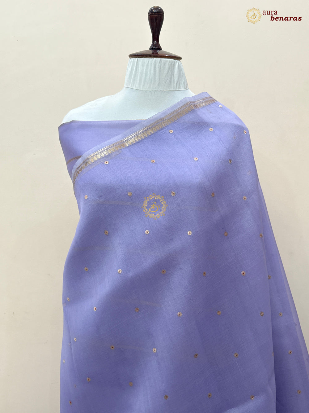 Lavender Kora Silk Banarasi Saree with Zari Butis 