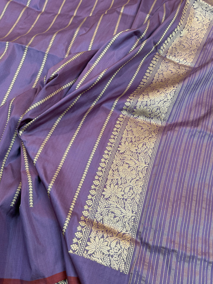 Dusty Lavender Katan Silk Saree with Kadhwa Meenakari Motifs