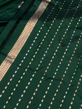 Bottle Green Banarasi Handloom Katan Silk Saree - Aura Benaras