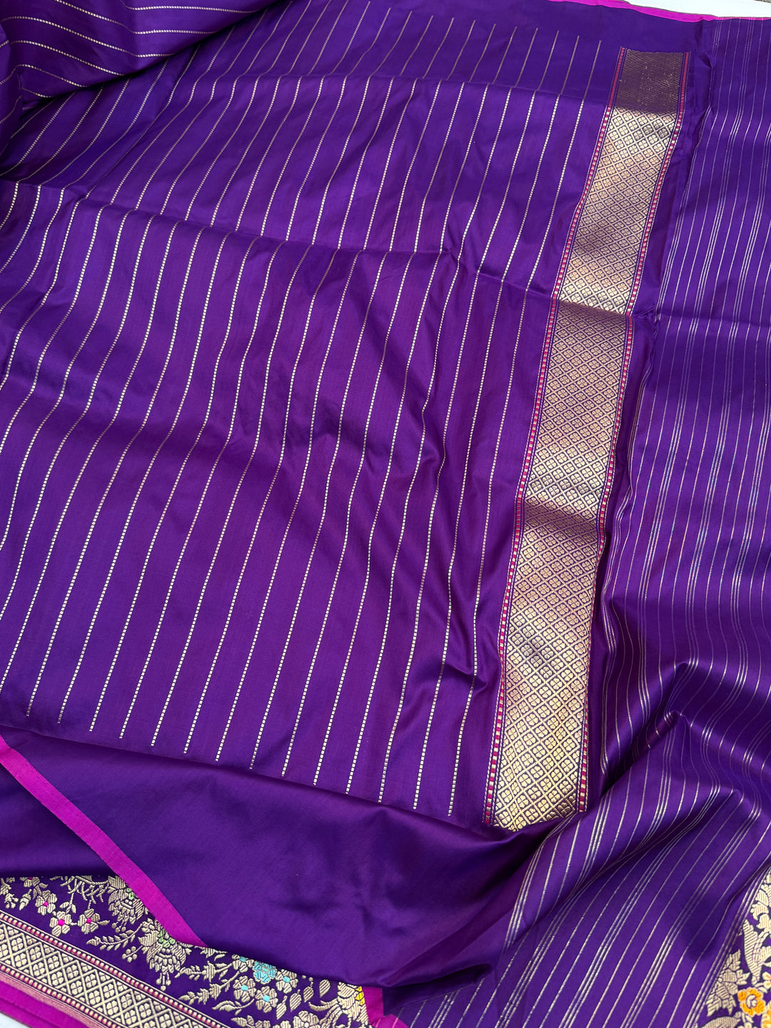 Purple Katan Silk Saree with Kadhwa Meenakari & Tilfi Border