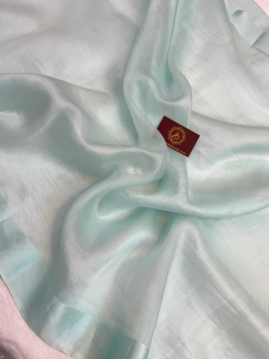 Pale Blue Pure Kora Silk Handloom Banarasi Saree