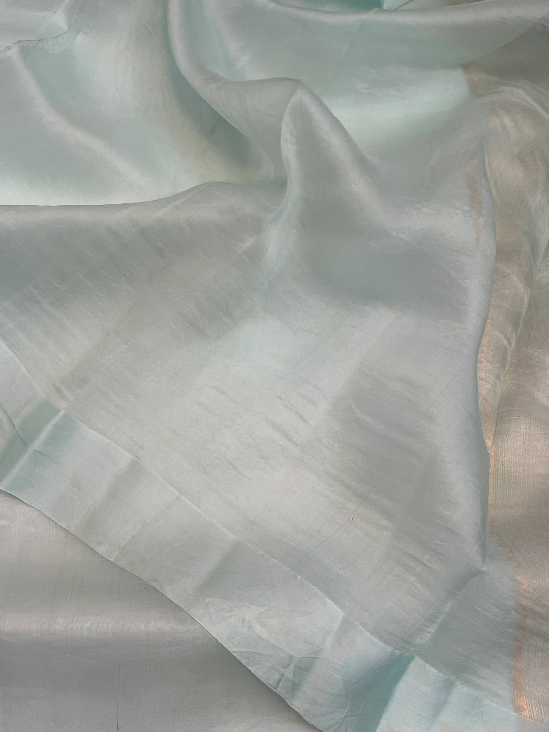 Pale Blue Pure Kora Silk Handloom Banarasi Saree