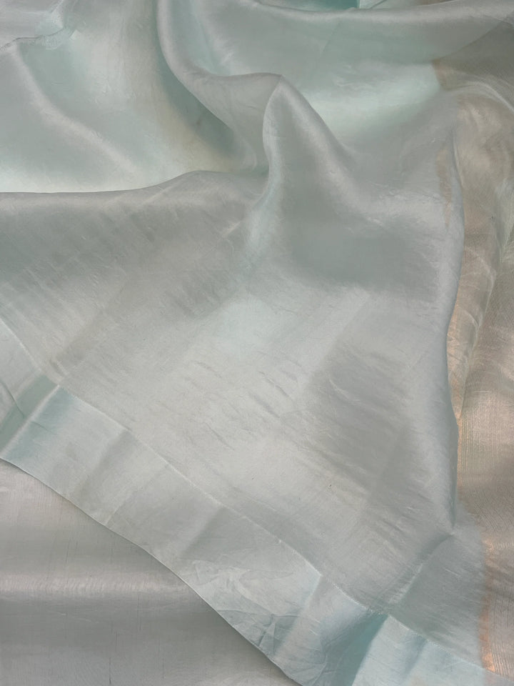 Pale Blue Pure Kora Silk Handloom Banarasi Saree