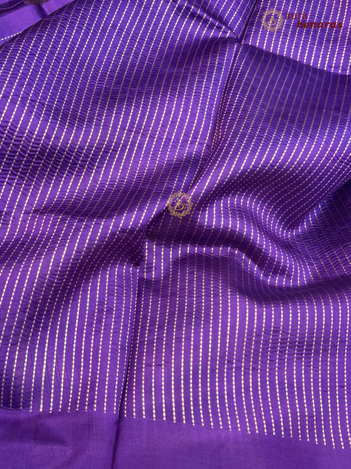 Purple Pure Silk Handloom Banarasi Saree - AuraBenaras