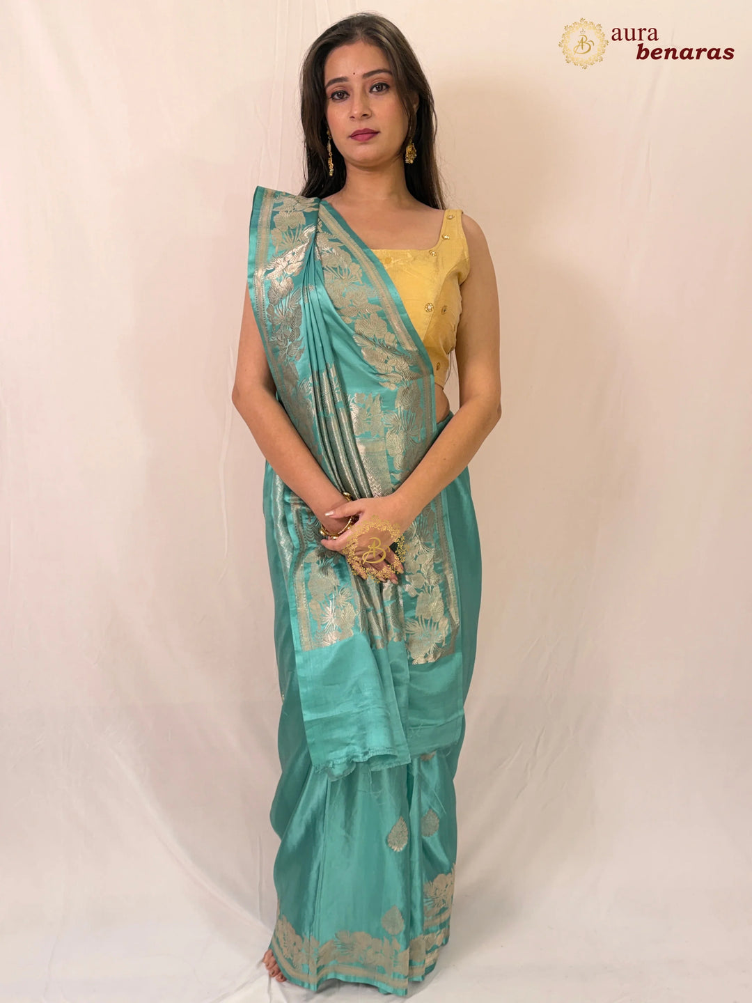 Sage Green Banarasi Mashru Silk Saree – Buy Pure Handloom 