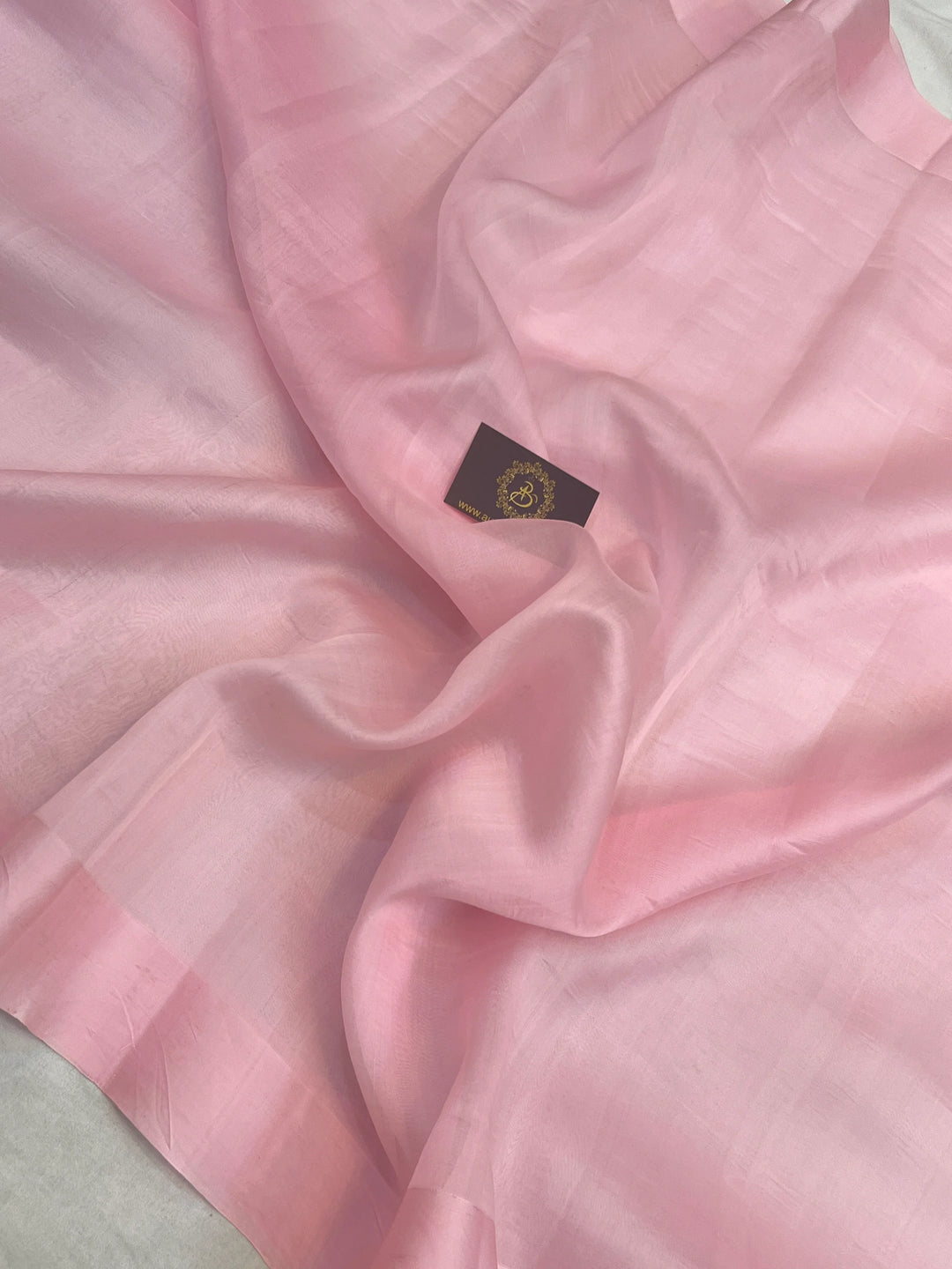 Pale Pink Pure Kora Silk Handloom Banarasi Saree