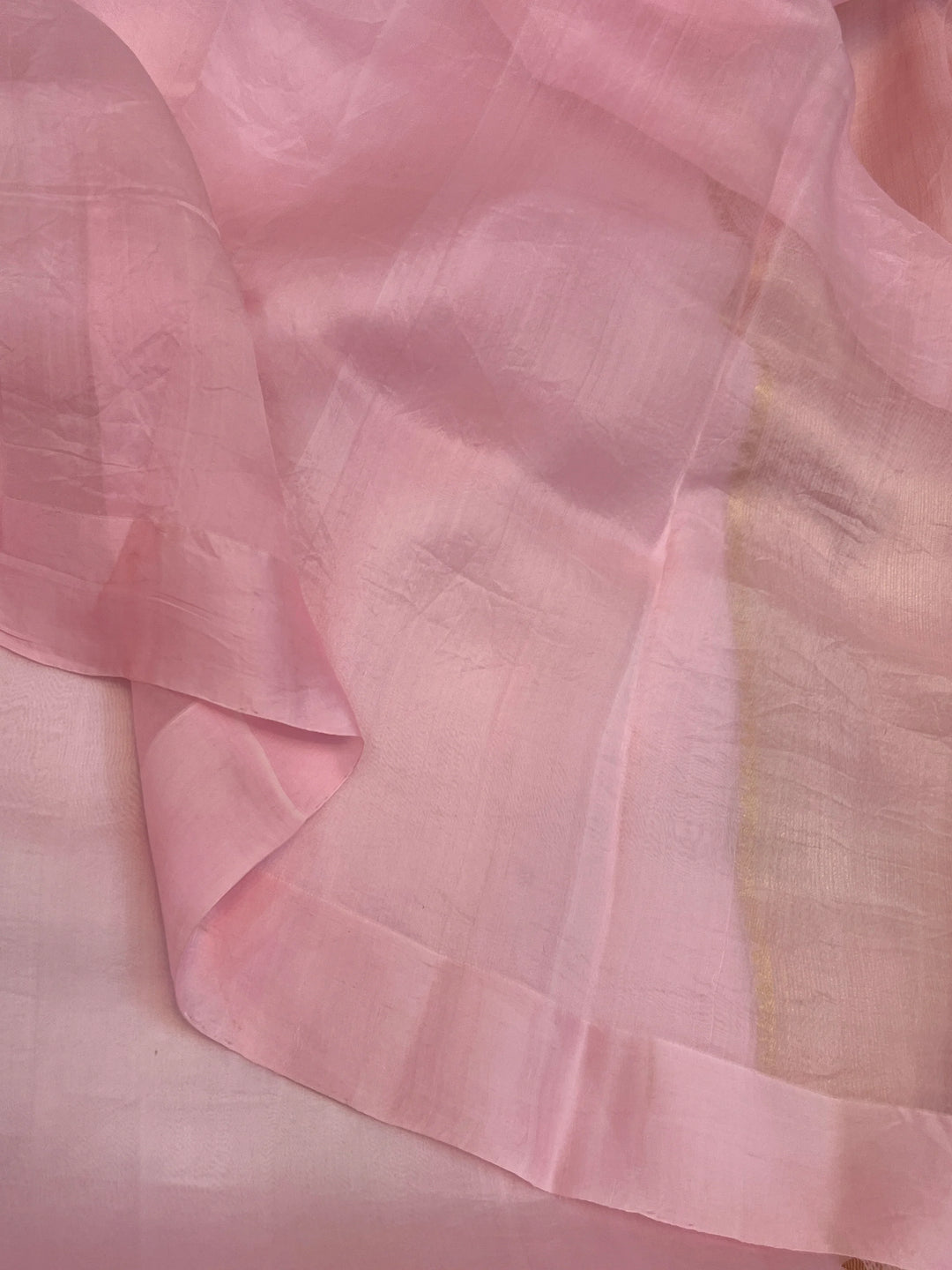 Pale Pink Pure Kora Silk Handloom Banarasi Saree