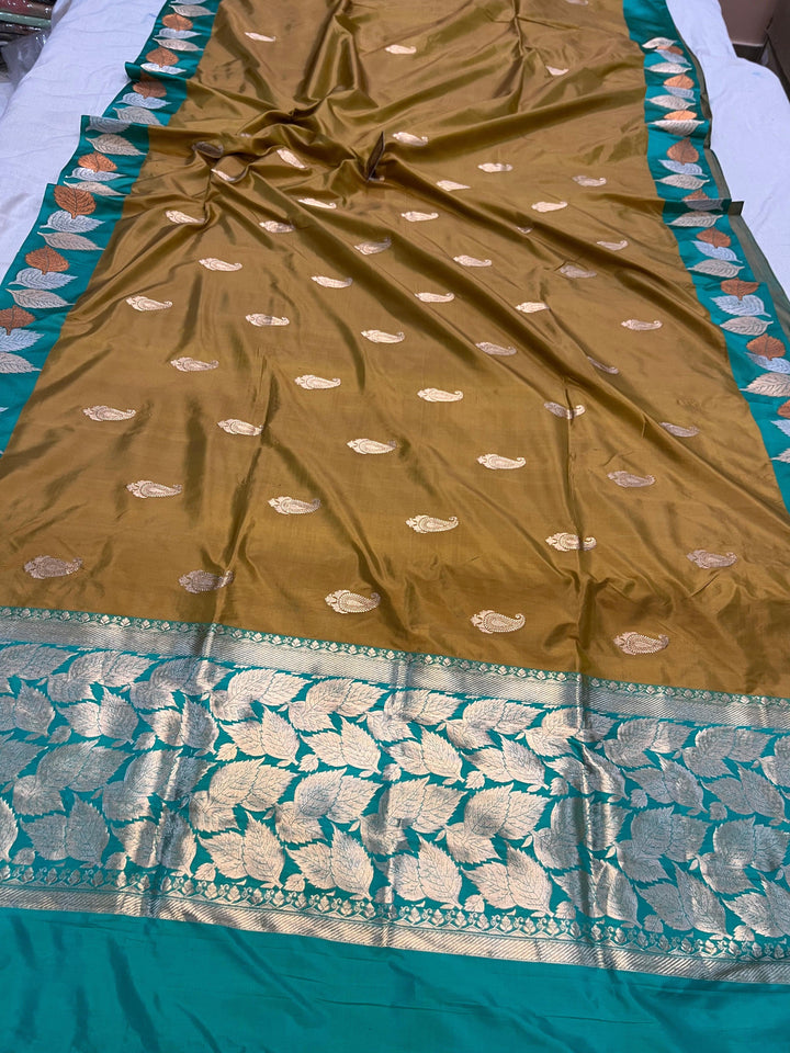 Golden Brown Banarasi Handloom Katan Silk Saree