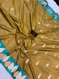 Golden Brown Banarasi Handloom Katan Silk Saree