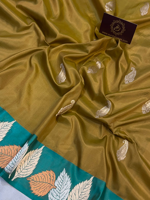 Golden Brown Banarasi Handloom Katan Silk Saree