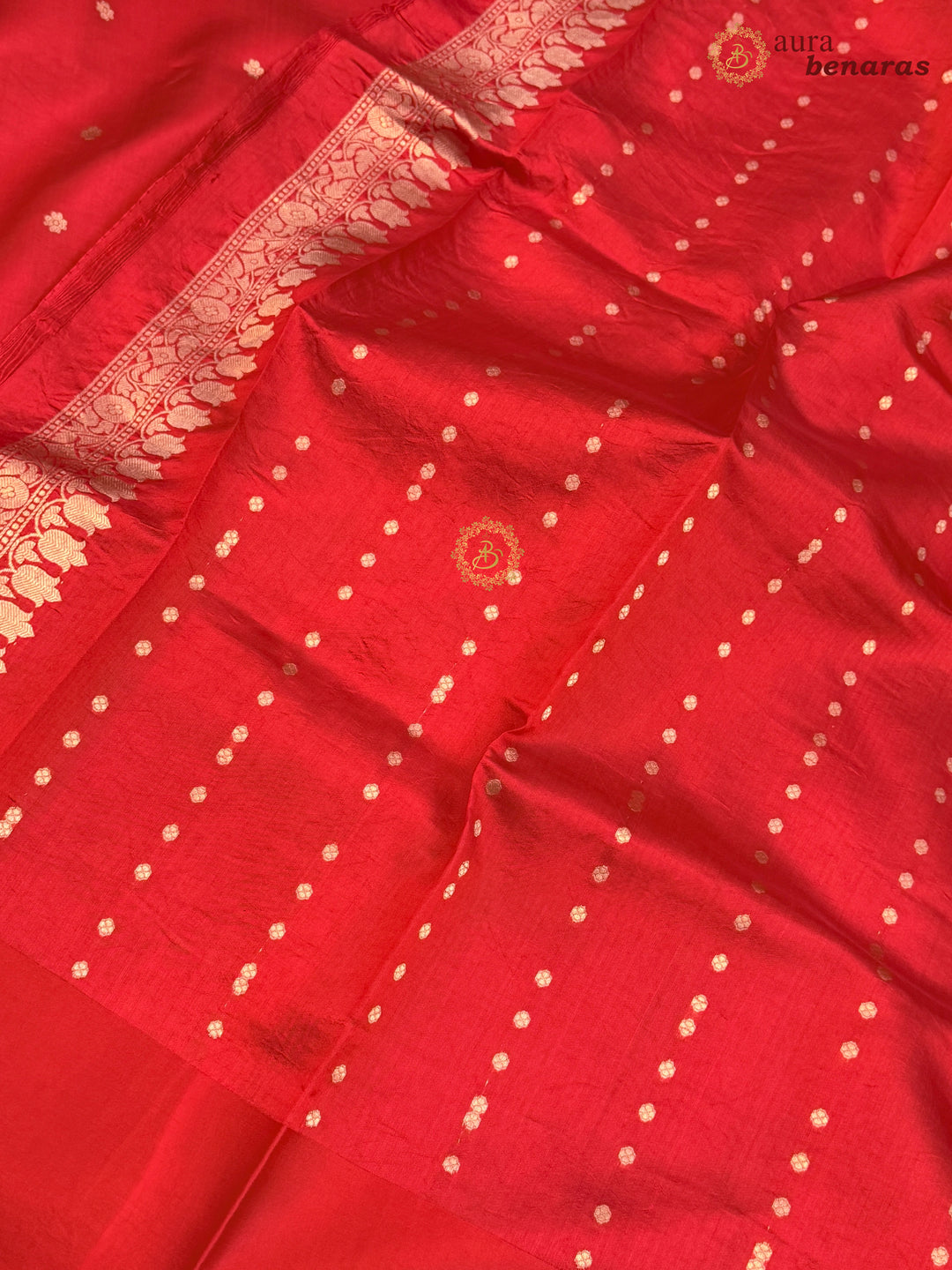 Red Pure Banarasi Handloom Silk Saree - Aura Benaras