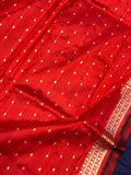 Navy Blue Banarasi Handloom Katan Silk Saree - Aura Benaras