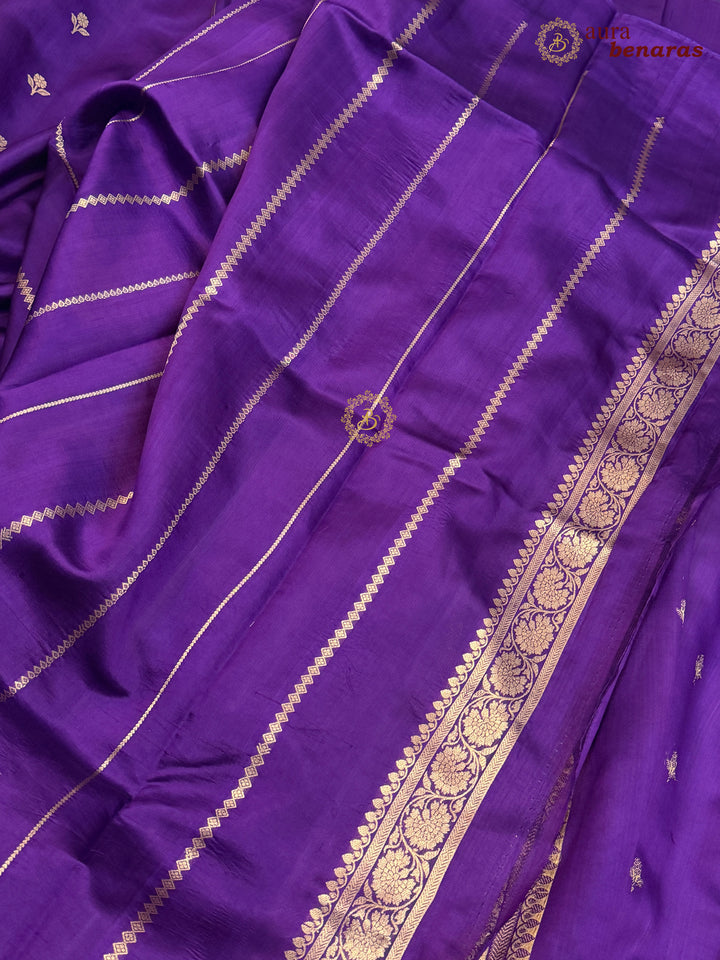 Buy Puple Pure Banarasi Handloom Silk Saree Aura Benaras