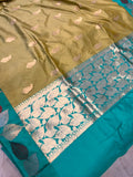 Golden Banarasi Handloom Katan Silk Saree - Aura Benaras