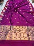 Purple Banarasi Handloom Katan Silk Saree - Aura Benaras