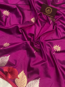 Purple Banarasi Handloom Katan Silk Saree - Aura Benaras