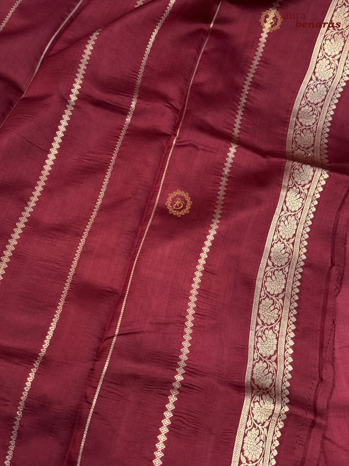 Buy Maroon Pure Banarasi Handloom Silk Saree Aura Benaras