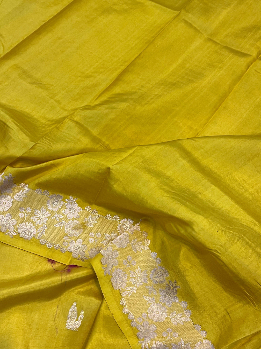 Yellow Pure Banarasi Handloom Katan Silk Saree | Aura Benaras