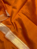 Orange Pure Banarasi Handloom Silk Saree - Aura Benaras