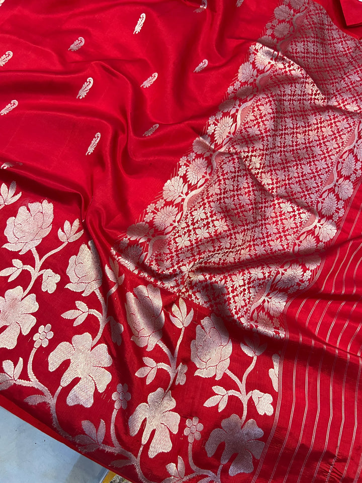 Red Pure Silk Handloom Banarasi Saree