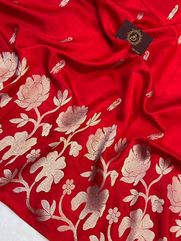 Red Pure Silk Handloom Banarasi Saree