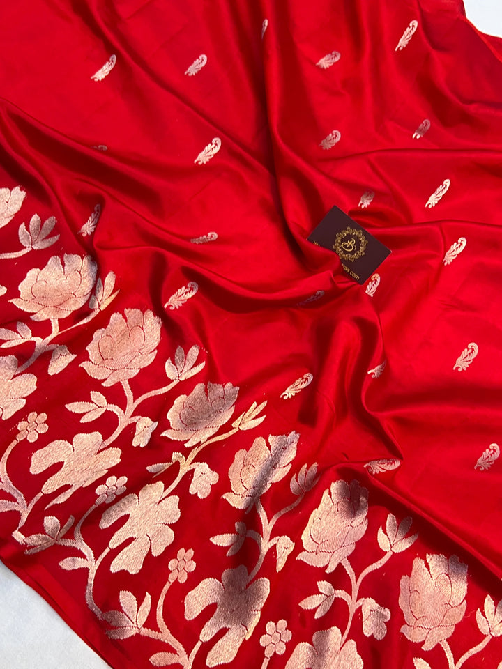Red Pure Silk Handloom Banarasi Saree