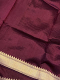 Deep Maroon Pure Banarasi Handloom Silk Saree - Aura Benaras