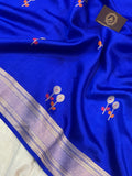 Royal Blue Pure Banarasi Handloom Silk Saree - Aura Benaras