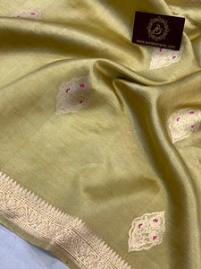 Golden Pure Banarasi Handloom Silk Saree - Aura Benaras