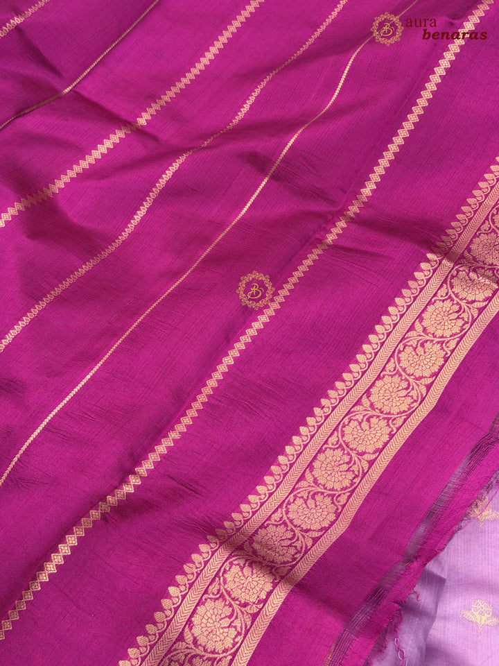 Buy Lavender Pure Banarasi Handloom Silk Saree Aura Benaras