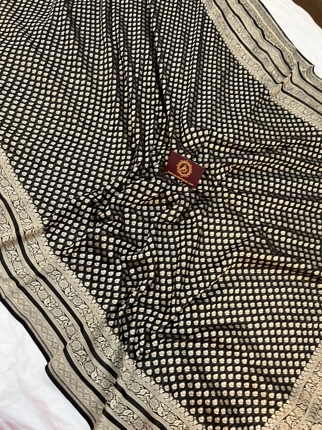 Black Pure Banarasi Khaddi Georgette Saree - Aura Benaras