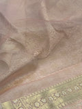 Pale Pink Banarasi Handloom Kora Silk Saree - Aura Benaras