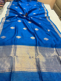 Rama Blue Pure Banarasi Handloom Silk Saree - Aura Benaras