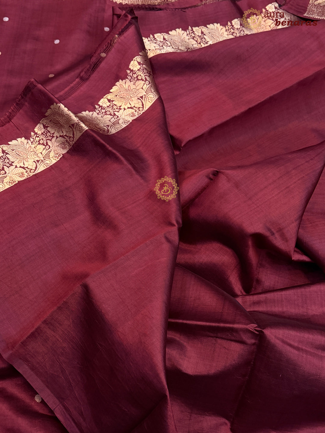 Deep Maroon Pure Banarasi Handloom Silk Saree - Aura Benaras