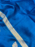 Rama Blue Pure Banarasi Handloom Silk Saree - Aura Benaras